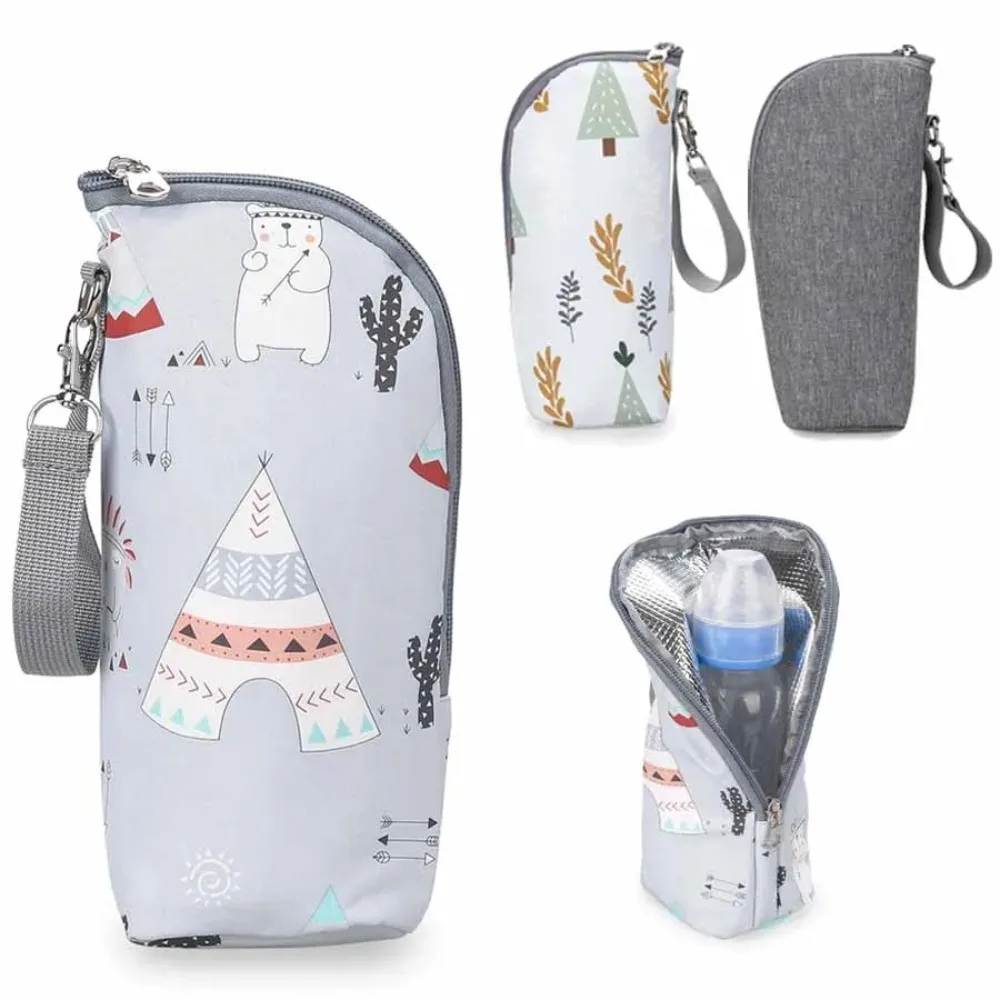 Baby Food Zip Lock Bag - กระเป๋าอุ่นขวดนมแบบพกพา สำหรับเด็กทารก ฉนวนกันความร้อนอะลูมิเนียมฟอยล์ กระเป๋าแขวนรถเข็นเด็ก สำหรับเก็บแก้ว