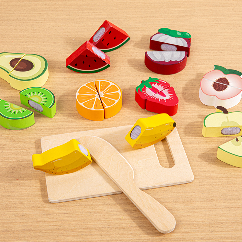 Baby Food Cooking Set - ไม้ Pretend ของเล่นจําลองตัดผลไม้อาหารเกม Velcro เล่นอุปกรณ์ครัว Montessori