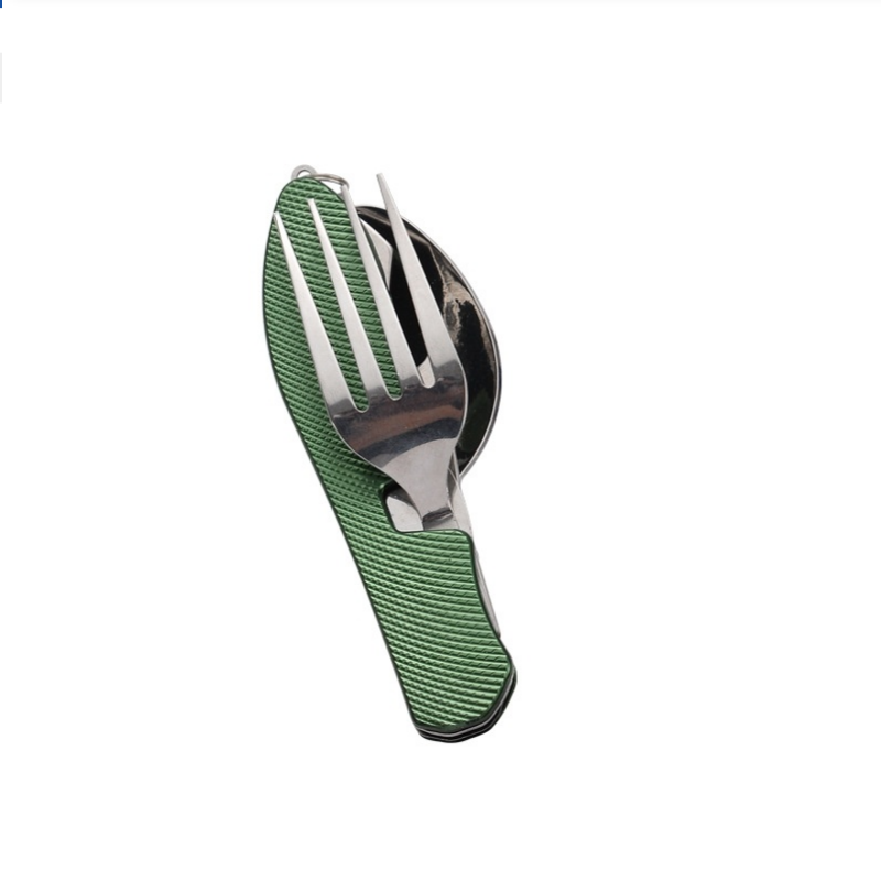 Weaning Spoon Set - ชุดช้อนส้อมสแตนเลสแบบพับได้, ชุดมีดและส้อมแบบพกพาในตัว, อุปกรณ์รับประทานอาหารโลหะที่นำกลับมาใช้ใหม่ได้สำหรับการตั้งแคมป์และปิกนิก