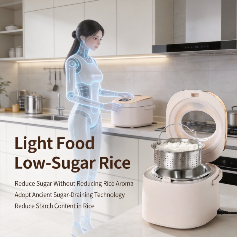 Baby Food Steamer - หม้อหุงข้าวไฟฟ้าอัจฉริยะแบบนึ่ง ลดน้ำตาล พร้อมฟังก์ชั่นอุ่นอาหาร เครื่องใช้ในครัวแบบพกพาสำหรับใช้ในบ้าน