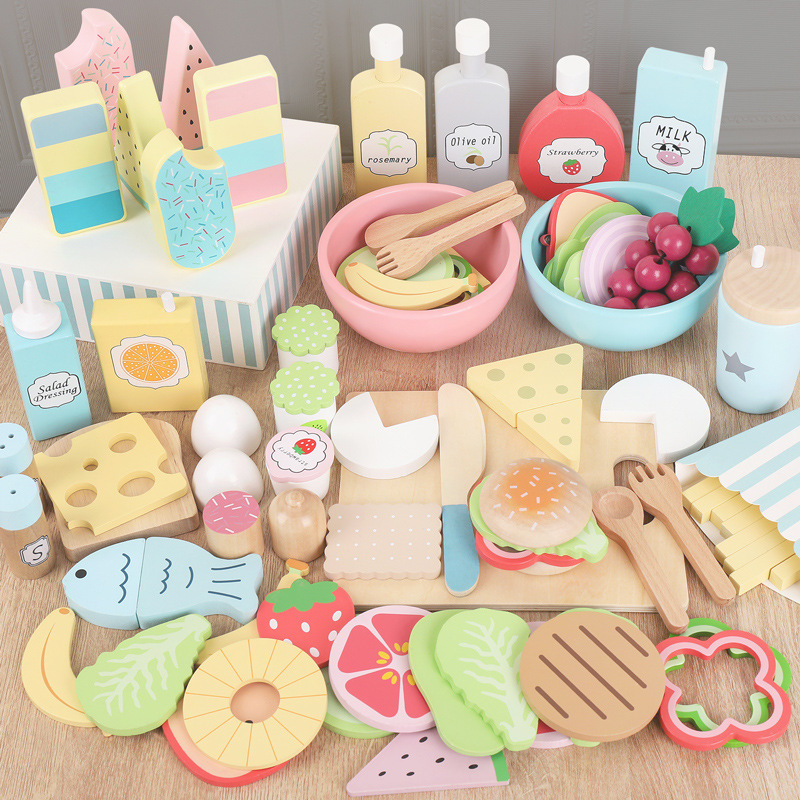 Baby Food Cooking Set - ไม้เล่นอาหารของเล่นคลาสสิกตัดชุดทำอาหารเด็ก HousePlay การศึกษาเลียนแบบเกมของเล่นสำหรับเด็กผู้หญิง