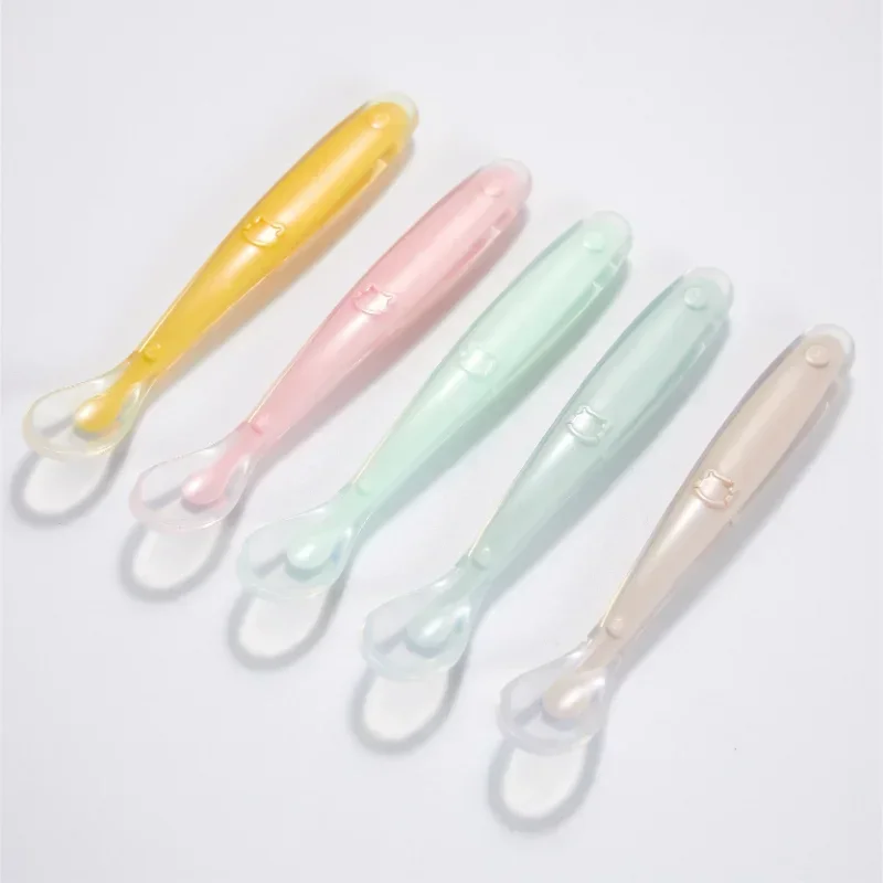 Weaning Spoon Set - ช้อนเด็กซิลิโคนอ่อนนุ่มเด็กวัยหัดเดินอาหารเสริมการฝึกอบรมช้อนสําหรับทารกช้อนปลายอ่อนบนโต๊ะอาหารเด็ก