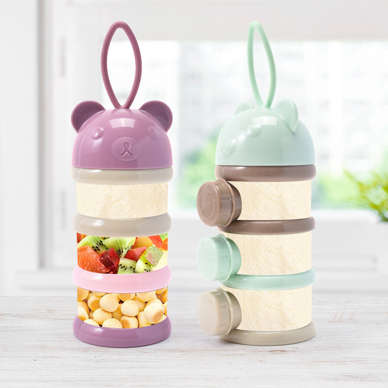 Baby Food Category - กล่องใส่นมผงสำหรับเด็ก 3/4 ชั้น แบบพกพา เปิดด้านข้างได้ กล่องเก็บขนมสำหรับเด็กทารก