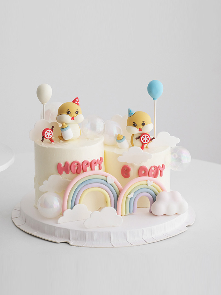 Feeding Baby Food - 2025 งูปีทารกแรกเกิดเค้กวันเกิดตกแต่งเครื่องประดับ Full Moon ร้อยวันขวด Rattle