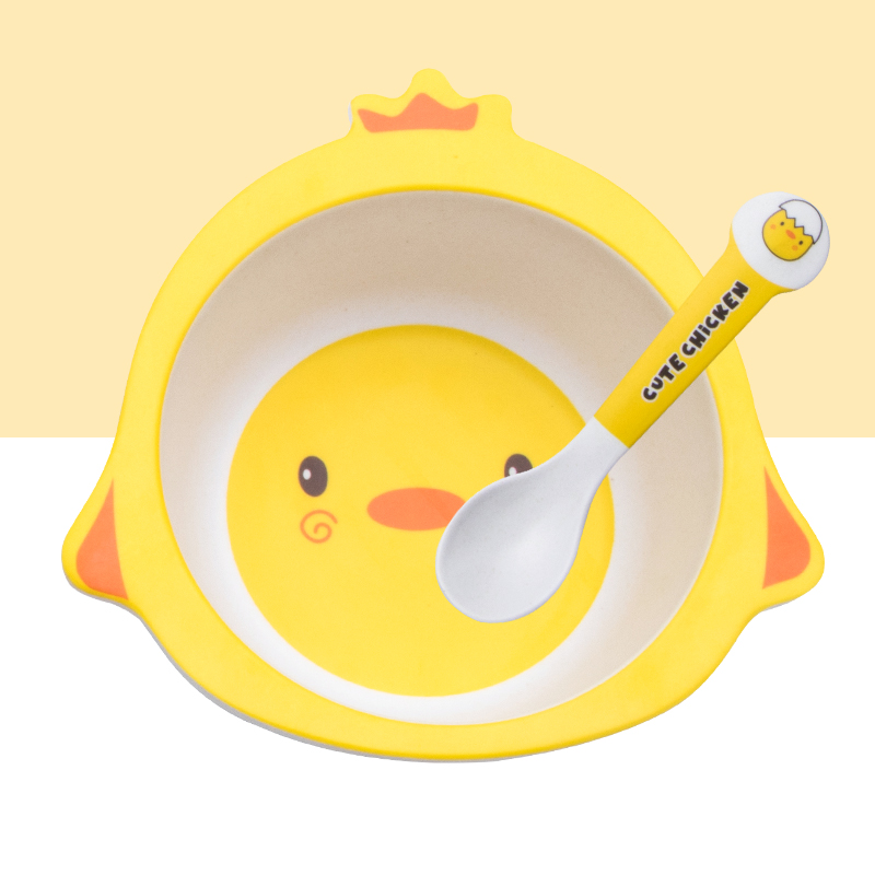 ชุดจานชามใยไผ่ลายการ์ตูนไก่น่า - Weaning Spoon Set บทวิจารณ์และราคา