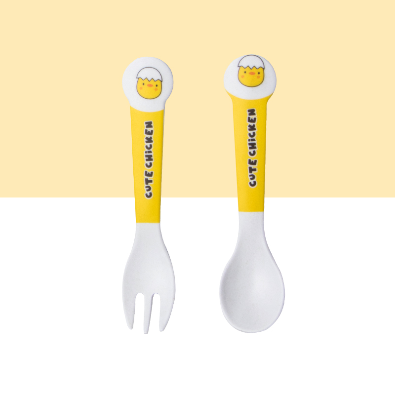 ชุดจานชามใยไผ่ลายการ์ตูนไก่น่า - Weaning Spoon Set บทวิจารณ์และราคา