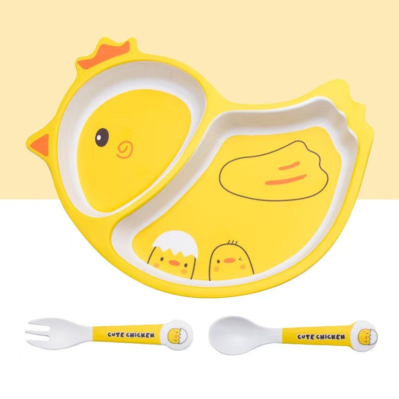 ชุดจานชามใยไผ่ลายการ์ตูนไก่น่า - Weaning Spoon Set บทวิจารณ์และราคา