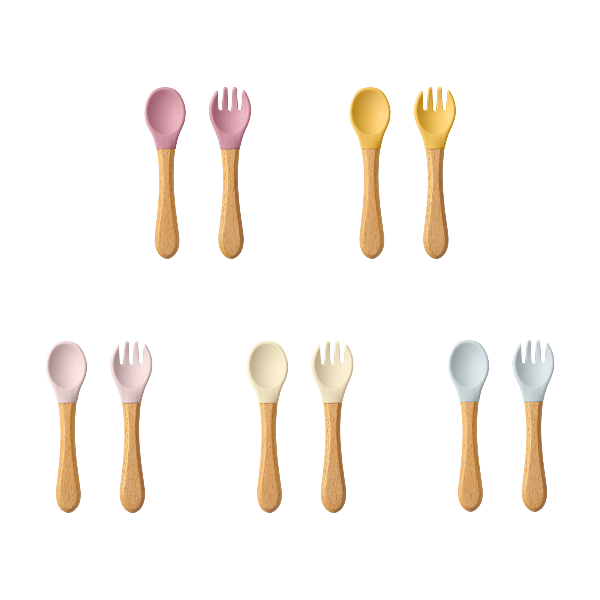 Mamaplan ซิลิโคนเด็กช้อนส้อมไม - Weaning Spoon Set บทวิจารณ์และราคา